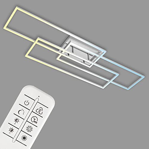 Briloner Plafondlamp LED - Dimbaar - Met Afstandsbediening - Chroom-Aluminium - 1165x330x95 mm