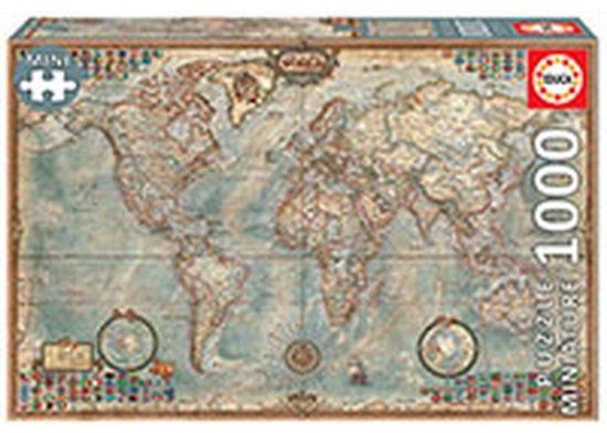 Educa Miniatuur puzzel Wereldkaart 1000 stukjes