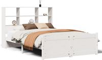 vidaXL Bed met boekenkast zonder matras grenenhout wit 160x200 cm