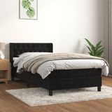 Prolenta Maison Exclusive - Boxspringbed met matras, zwart, 90x200 cm, fluweel