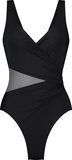 Hunkemöller Dames Badmode Badpak Shaping Shell Mesh - Zwart - maat 42