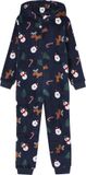 Vertbaudet Onesie pyjama kerst jongens marineblauw met dierenprint lange mouw pluche tricot polyester 110