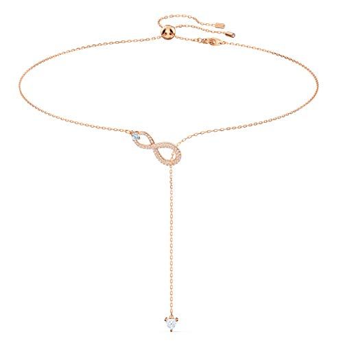 Swarovski Infinity Y Ketting - Wit - Rose-Goud Verguld