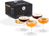 Vemacity Elegante coupe cocktailglazen set van 4 | Handgemaakte kristallen staafglazen met recept E-Book| Champagne- & Cocktailglazen| Perfect cocktailglas voor espresso martini | Cocktailglazenset