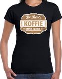 Bellatio Decorations Shoppartners Bv Cadeau t-shirt voor de beste koffie voor dames - zwart met bruin - koffie - koffiezaak barista shirt / bedrijfskleding S