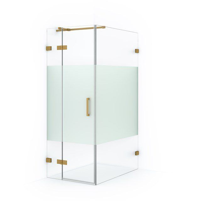Maxaro Douchecabine Diamond 110x80cm 8mm Helder Veiligheidsglas met Matte Strook Goud