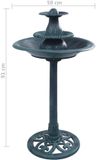 vidaXL Vogelbadje met fontein 50x91 cm kunststof groen