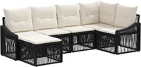 vidaXL Tuinbank - Set - 6 zitplekken - Zwart - Polyrattan