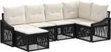 vidaXL Banc de jardin - Ensemble - 6 places assises - Noir - Polyrotin