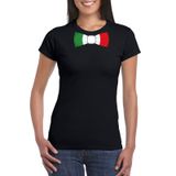 Bellatio Decorations Shoppartners Bv Zwart t-shirt met Italiaanse vlag strikje dames - Italie supporter XXL