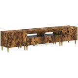 Maison Exclusive - Meuble TV LED exclusif, composé de 3 éléments, en bois stratifié imitation chêne fumé, modèle DELFT
