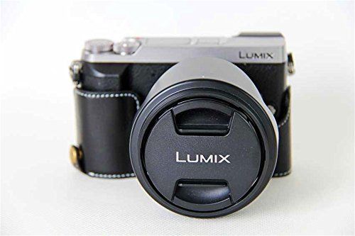 Zakao GX85 Camera Case, Echt Lederen Half Bodem Opening Holster Case voor Panasonic LUMIX DMC- GX85, Zwart