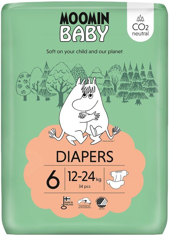 Moomin Baby Eco Wegwerpluiers - Maat 6 - 34 stuks