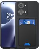 Smartphonica Geschikt voor OnePlus Nord 2T Telefoonhoesje met TPU Pasjeshouder - Flexible Back Cover Case Siliconen TPU with Cardslot - Zwart