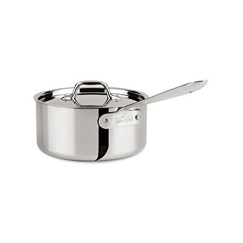 All-Clad 4203 roestvrij staal Tri-Ply Bonded Vaatwasser Veilige Saus Pan met Deksel/Pannen, 3-Quart, Zilver