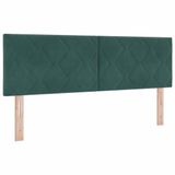 vidaXL - LED - Hoofdbord - Donkergroen - 144 cm - Fluweel