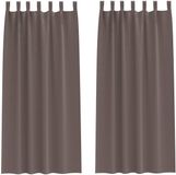 vidaXL Blackout Gordijnen met Ringen 2 st Donkerbruin 225 x 140 cm