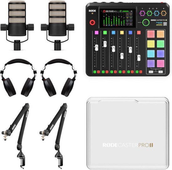 RØDE Rode RodeCaster Pro II 2-Personen Bundle met 2 PodMic, PSA1+ en NTH-100