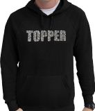 Bellatio Decorations Shoppartners Bv Glitter foute trui met capuchon zwart Topper glitter steentjes/ rhinestones voor heren - Hoodies - Glitter kleding/ foute party outfit XXL