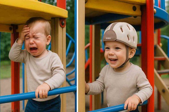 Dooky Baby Safety Helmet – Lichtgewicht Beschermhelm 6-24 Maanden – Verstelbaar & Schokabsorberend – Beige