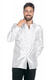 Wilbers Années 80 & 90 Costume | Chemisier blanc à volants satiné disco kitsch | Taille 54 | Costume de carnaval | Vêtements de déguisement