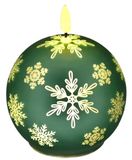 Led-kogelkaars van glas met sneeuwvlokkenmotief en timer, 10 cm