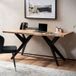 Maisons du Monde FineBuy Schreibtisch Akazie Massivholz Computertisch Loft-Style, Homeoffice Bürotisch mit Metallbeinen, Holztisch Industrial Groß, Laptoptisch Arbeitszimmer Rechteckig