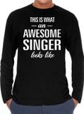 Bellatio Decorations Awesome Singer - geweldige zanger cadeau shirt long sleeve zwart heren