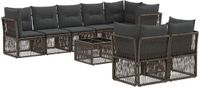 vidaXL Tuinbankenset 9-delig Grijs Polyrattan