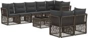 vidaXL Ensemble de banc de jardin 9 pièces gris polyrotin