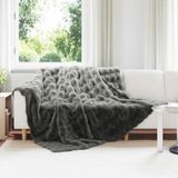 vidaXL Antislip deken van imitatie konijnenbont Olite 4 st donkergrijs