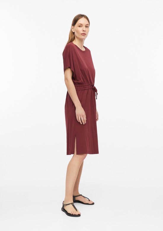 s.Oliver Jurk Bordeaux Katoen/Modal Lange Mouw Ronde Hals