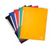 Exacompta 55750E 10-delige set inslagmappen Scotten van Colorspan-karton DIN A4 met 2 elastieken en 3 kleppen en labels 1 stuk willekeurige kleur verzamelmap documentenmap