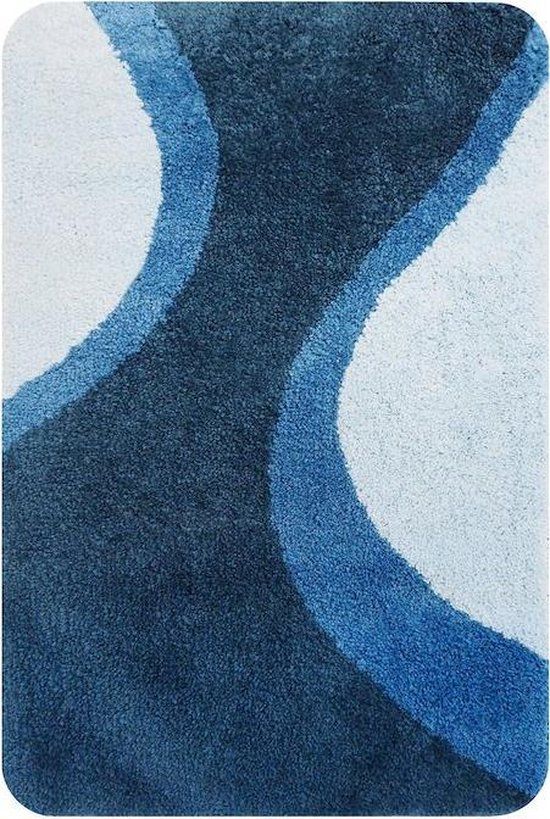 Dutch House Badmat Metz - 60x90 cm - Blauw - Microfiber - Rechthoekig - Hoogpolig