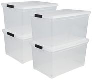 Iris Ohyama - Opbergdozen met deksel - 50L - Set van 4 - Transparant