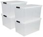 Iris Ohyama - Opbergdozen met deksel - 50L - Set van 4 - Transparant