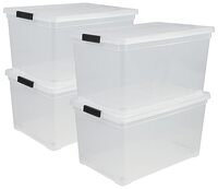 Iris Ohyama - Opbergdozen met deksel - 50L - Set van 4 - Transparant