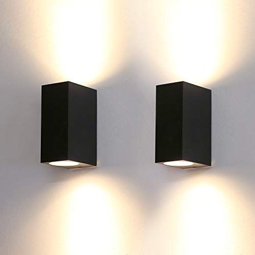 HLFVLITE Buitenlamp muur GU10 wandlampen 2 stuks Up and Down lampen buiten aluminium, IP44 waterdichte wandlamp tuin terras