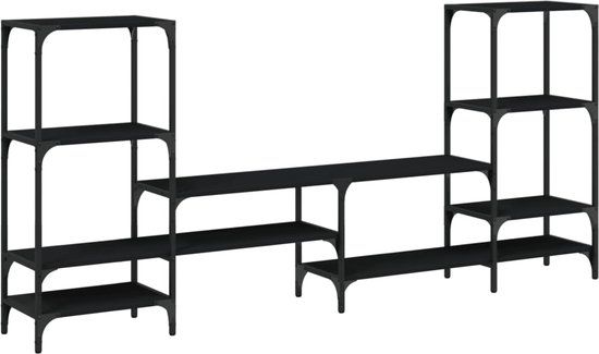 vidaXL Tv-meubel - 206,5x28,5x95 cm - bewerkt hout - zwart