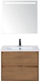 BES LED Porto Badmeubelset 70 cm - Honey - Keramische Wastafel Wit Slim met Sence Spiegel