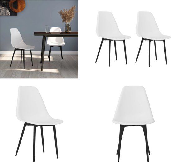 vidaXL Eetkamerstoelen - 2 stuks - PP - Wit