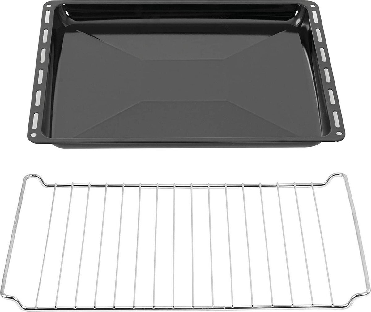 ICQN Bakplaat & Rooster Set Voor Oven - 422 x 375 x 30 mm - Verchroomd ovenrooster en geëmailleerde bakplaat