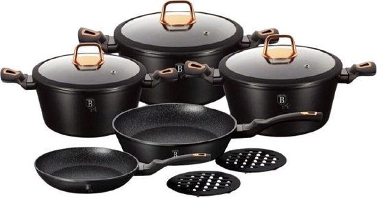 Berlinger Haus Black Rose Pannenset - 10-delig - Zwart/Roségoud