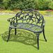 FloraGrace Banc de jardin 100 X 54 X 78 Cm - 2 places avec ornement floral antique - Pour jardin, terrasse et patio - Aluminium moulé et fer forgé - Vert antique