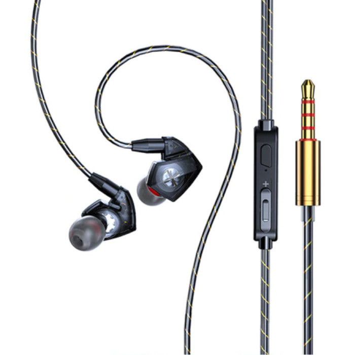 GHITRAG T06 Oordopjes met Microfoon en Muziek Beheer - 3 5mm AUX Oortjes Wired Earphones Oortelefoon Volumebeheer Zwart