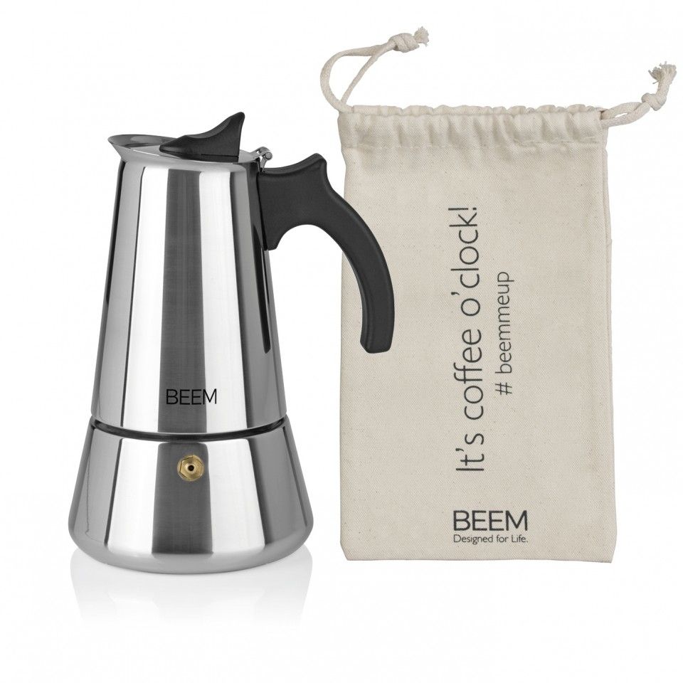BEEM Moka Express - Espresso Maker - 6 Cups - 300ML - Stainless Steel - Induction Compatible