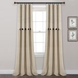 Lush Decor Beige linnen boerderij geweven katoen venster gordijn paneel set, knoop streep, garen geverfd (84 x 40 in)