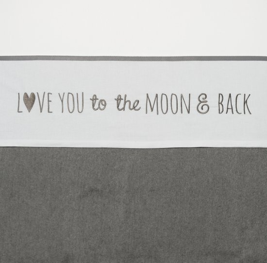 Meyco wieglaken Love you to the moon & back grijs 75 x 100 cm wit