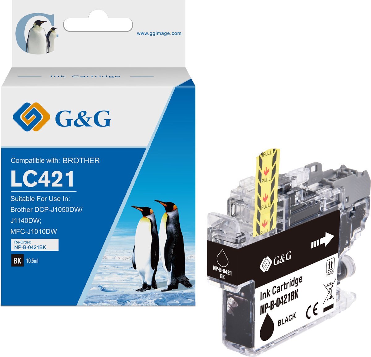 G&G Huismerk Inktcartridge LC421 Alternatief voor Brother LC-421 - zwart