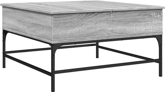 vidaXL Salontafel 80x80x45 cm bewerkt hout en metaal grijs sonoma